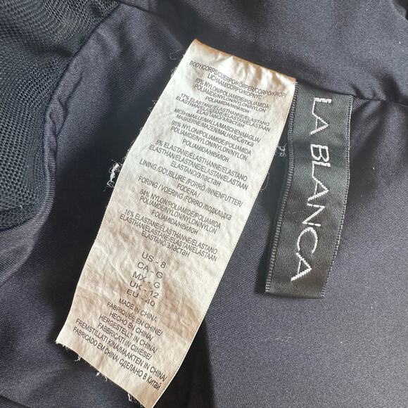 La Blanca Black Mesh Cutout One Piece Open Back Swimsuit Size 8 - Picture 8 of 9